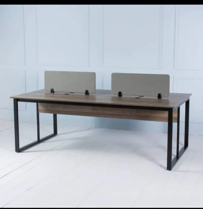 Two-person desk with privacy screens